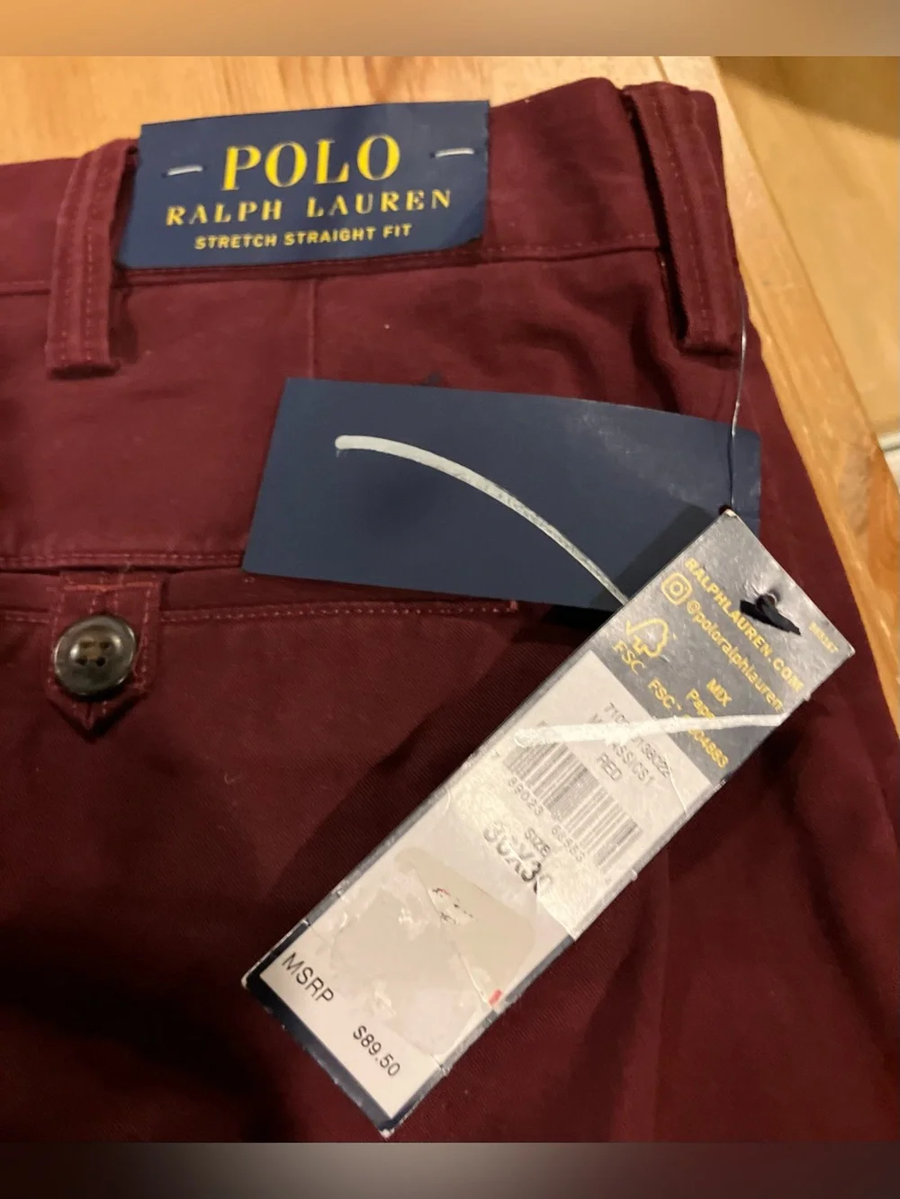 NWT Lot of 2 Men's Chinos - Black Brown 1826 Olive Green & Polo Ralph Ref 36/30